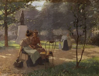 Twee jonge meisjes in het park