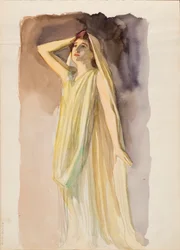 Aino Ackté als Alcestis, volledige lichaamsschets