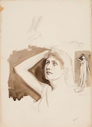 Aino Ackté als Alcestis, schets