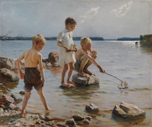 Jongens die aan de kust spelen (Kinderen die aan de kust spelen)