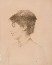 Portret van de vrouw van de kunstenaar, Ellan Edelfelt, in profiel