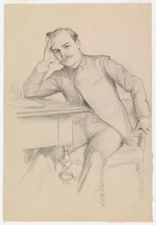 Portret van de auteur René Vallery-Radot, schets