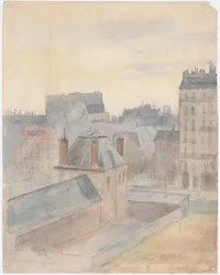 Uitzicht vanuit het huis van de kunstenaar in Parijs
