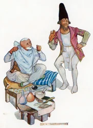 "Wees kalm, mijn meester" (kleurenlitho)