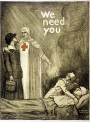 Rode Kruis wervingsposter, "We hebben je nodig", uitgegeven in 1918