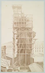 Assemblage van het Vrijheidsbeeld, Parijs, 1883