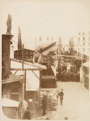 Uitzicht op het externe gebied van de Monduit en Bechet werkplaats, met het hoofd van het Vrijheidsbeeld, Parijs, 1883
