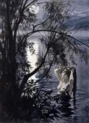 Voorstelling van een ondine, waternimf uit de Germaanse mythologie. Illustratie door Albert Edelfelt (1854-1905).