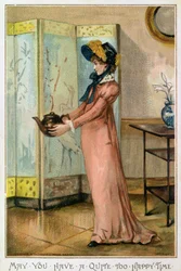 Moge je een te gelukkige tijd hebben, Victoriaanse kerstkaart, uitgegeven door Hildesheimer und Faulkner, Londen, ca. 1880