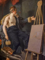 Een Amager meisje dat fruit verkoopt in een kunstenaarsatelier, detail