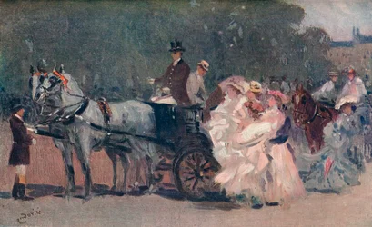 Wit en roze tule - In het park, ca. 1900