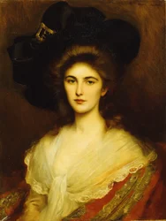 Portret van een elegante dame met een zwarte hoed