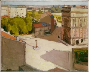Klein plein met straatlantaarn