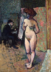 Matisse schilderend in het atelier van Manguin, 1904-1905