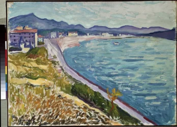 "Saint Jean de Luz" Uitzicht op de Baskische kust bij Saint-Jean-de-Luz. Schilderij van Pierre-Albert Marquet (1907)