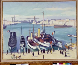 De haven van Marseille met de veerbootbrug