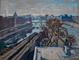 Uitzicht op de Seine en het Monument voor Hendrik IV