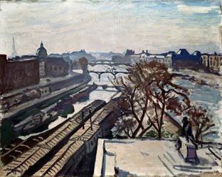 Uitzicht op de Seine en het Standbeeld van Hendrik IV, c1906