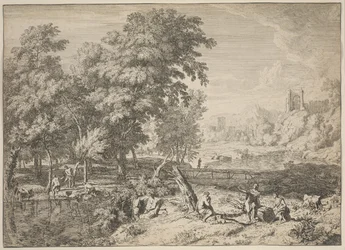 Landschap met baders