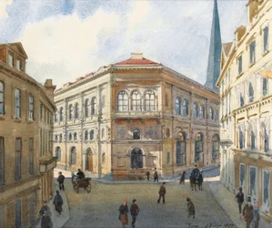 Portret van de beurs van Riga in Letland. Aquarel door Albert Benois (1852-1936) - 1880