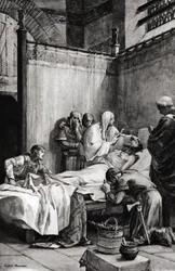 Dood van Clovis I der Franken in Parijs op 27 november 511 - tekening van Albert Maignan (1845-1908)