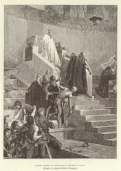 Sciarra Colonna en Guillaume de Nogaret confronteren Paus Bonifatius VIII in Anagni, Italië