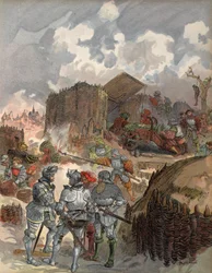 Bayard bij het beleg van Mezieres, illustratie uit 
