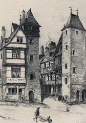 Ingang van Treguier, hoofdstad van het kanton van het departement Côtes-d
