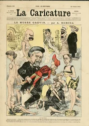 Illustratie door Albert Robida (1848-1926) voor de omslag van La Caricature (1880)