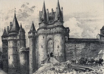 Le Chatelet in Vitre in Ille-et-Vilaine - La vieille France - La Bretagne - tekst, tekeningen en lithografieën, door Albert Robida (1848-1926) ongedateerd eind 19e eeuw