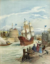 De Franse vloot in Le Havre, ontstaan door besluit van Francois I