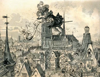 De reus Gargantua springt van zijn paard