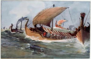 Drakkar. Vikingbeurtschepen onder zeil