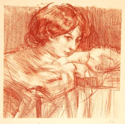 Jonge Dame Leunend op Gekruiste Handen, 1902