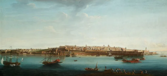 Een van een set van zeven uitzichten op Valletta, Malta en omgeving, c.1753