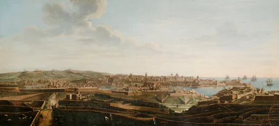 Een van een set van zeven uitzichten van Valletta, Malta en omgeving, ca. 1753