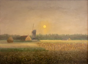 Windmolen in Latem bij Maanlicht