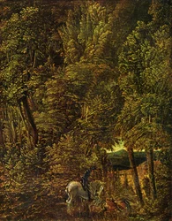 Boslandschap met Sint-Joris in gevecht met de draak