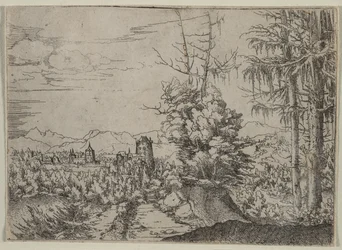 Landschap met twee pijnbomen, 1522-1525