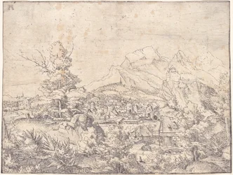 Het grote landschap met de watermolen