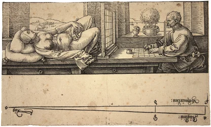 Kunstenaar Tekent een Naakt met Perspectiefapparaat, 1538