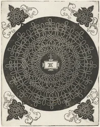 Borduurvoorbeeld met rechthoekig schildje