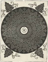 Borduurvoorbeeld met rond schildje