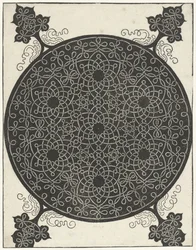 Borduurvoorbeeld met zeven bloemvormige motieven