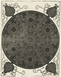 Borduurvoorbeeld met zeven kransvormige motieven