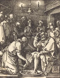 Christus wast de voeten van de discipelen