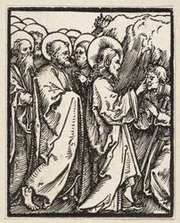 Christus geneest een blinde (uit: Postilla, 43 houtsneden)