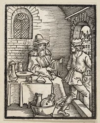 Het gastmaal zonder gasten (uit: Postilla, 43 houtsneden)