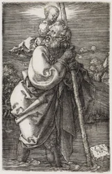 De heilige Christoffel met omgewend hoofd