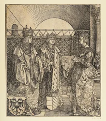 De triomfboog van keizer Maximiliaan I (fragment van 24b): De historische scène rechtsboven